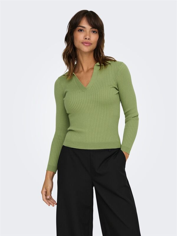 ONLNIMA LIFE LS POLO PULLOVER CC KNT Kadın Yeşil Kazak - 15344231