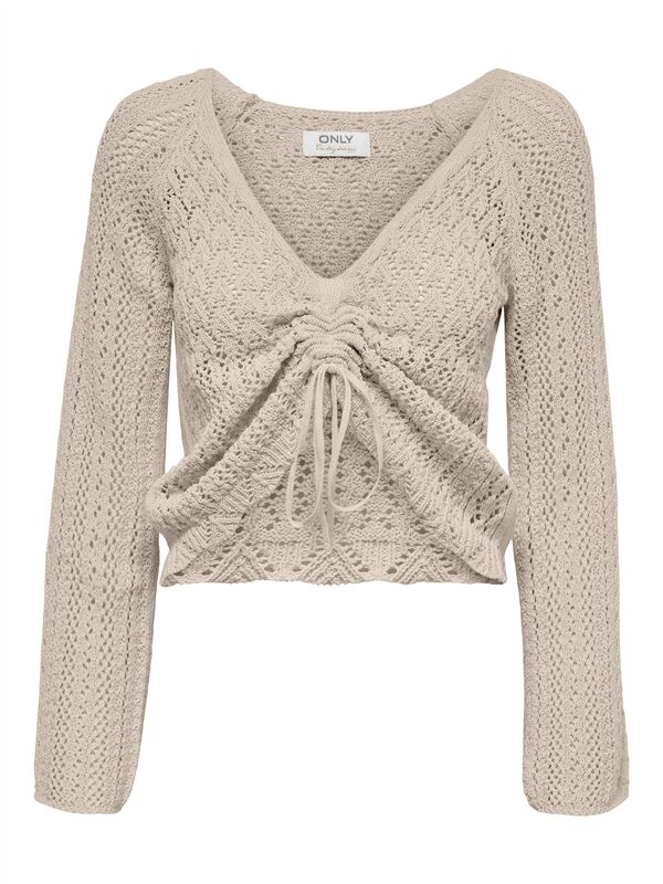 ONLNOLA LIFE LS RUCHING PULLOVER KNT Kadın Gri Kazak - 15273610
