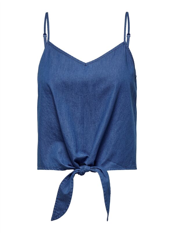 Only - ONLNOVA AZURE KNOT SINGLET PTM Kadın Mavi T-Shirt - 15343004