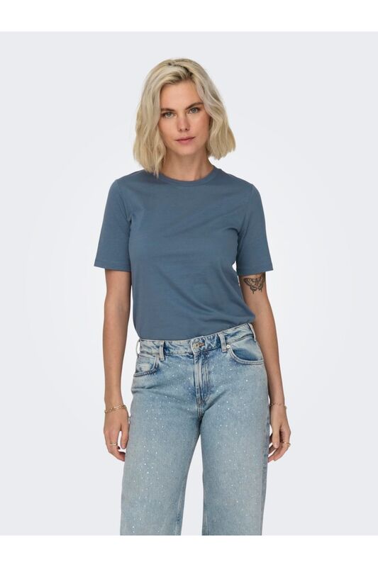 Only - ONLONLY S/S TEE JRS NOOS Kadın Mavi T-Shirt - 15270390