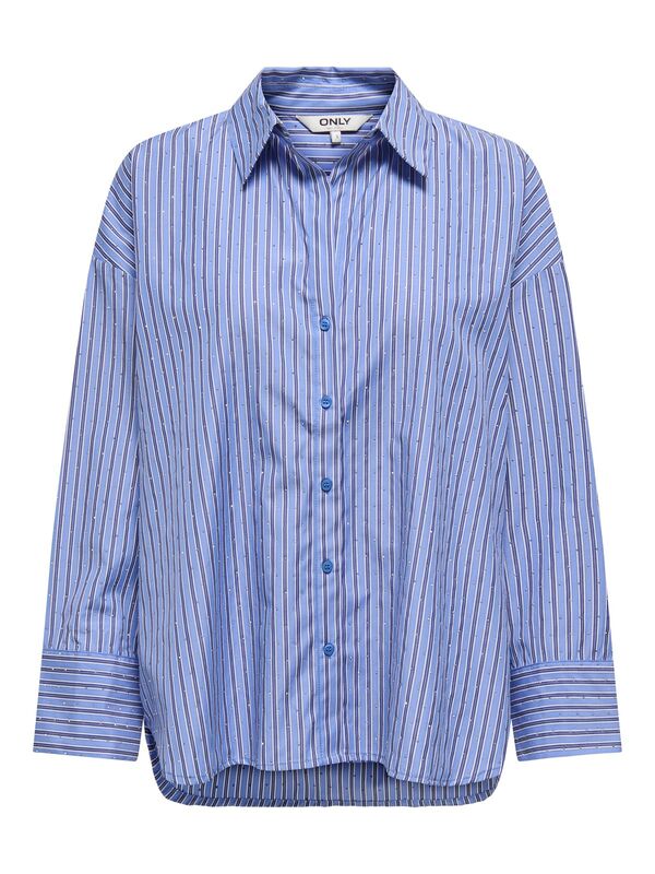 ONLOREGON ALVA LS RHINEST SHIRT NOOS WVN Kadın Mavi Gömlek - 15348536