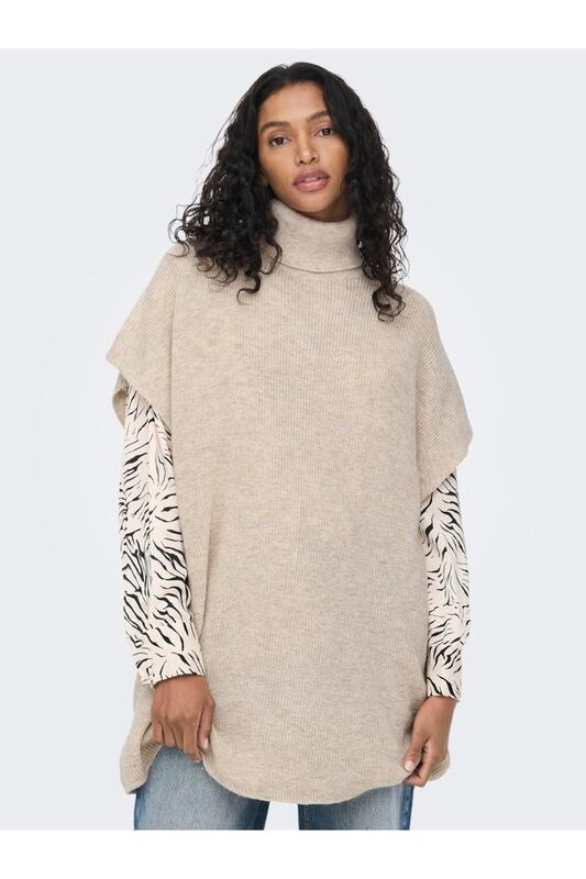 Onlparıs Lıfe Loose Highn Wool Vest Knt Kadın Gri Kazak - 15268869