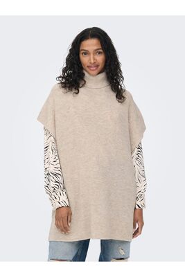 Only - Onlparıs Lıfe Loose Highn Wool Vest Knt Kadın Gri Kazak - 15268869