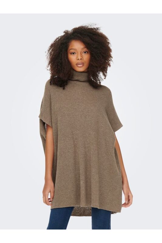 Onlparıs Lıfe Loose Highn Wool Vest Knt Kadın Kahverengi Kazak - 15268869