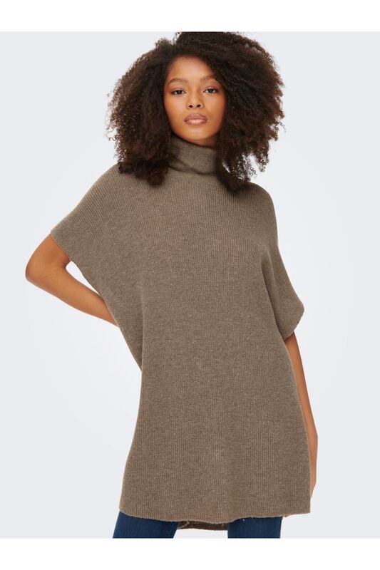 Onlparıs Lıfe Loose Highn Wool Vest Knt Kadın Kahverengi Kazak - 15268869