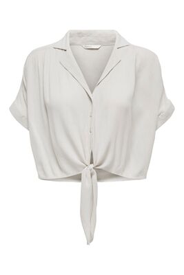 Only - ONLPAULA LIFE S/S TIE SHIRT WVN NOOS Kadın Bej Gömlek - 15281497