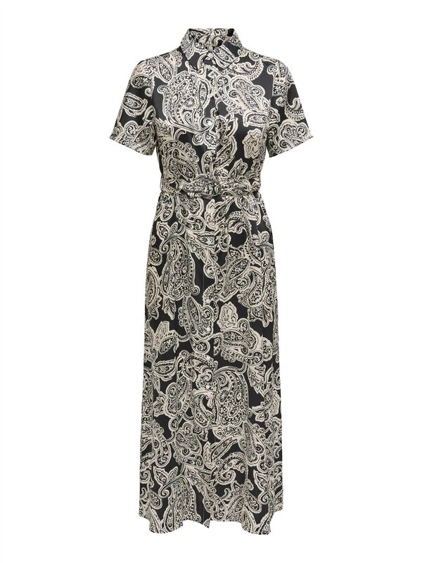 ONLPAULA LIFE S/S BELT MIDI DRESS PTM Kadın Siyah Elbise - 15341613