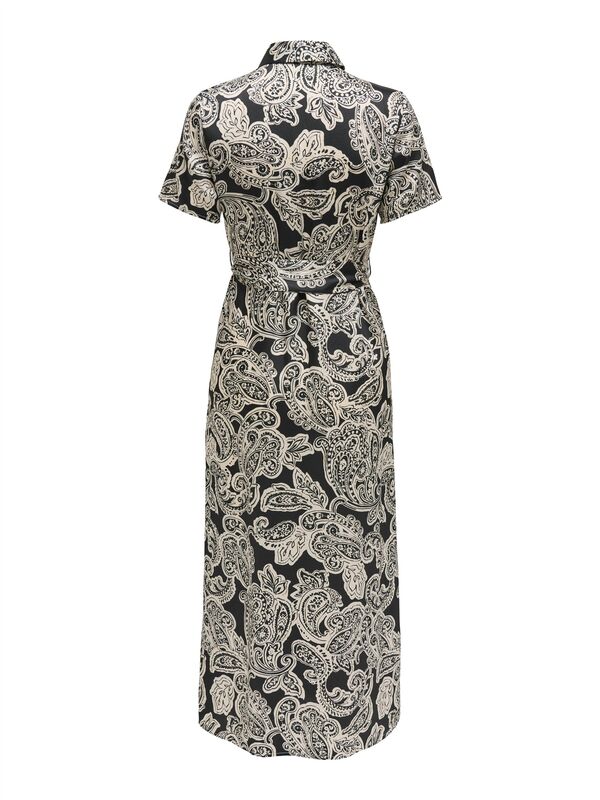 ONLPAULA LIFE S/S BELT MIDI DRESS PTM Kadın Siyah Elbise - 15341613