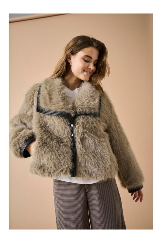 ONLPISA FUR JACKET OTW Kadın Bej Mont - 15330273