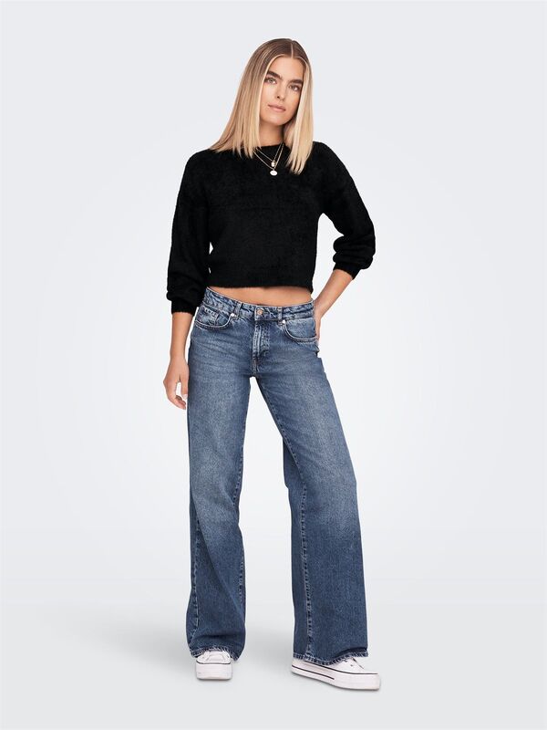 ONLPIUMO L/S PULLOVER KNT NOOS Kadın Siyah Kazak - 15235973