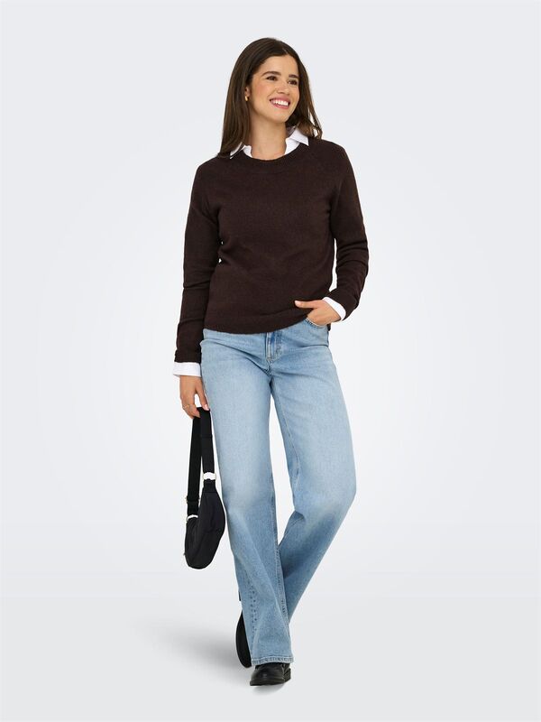 ONLRICA LIFE L/S PULLOVER KNT NOOS Kadın Kahverengi Kazak - 15204279