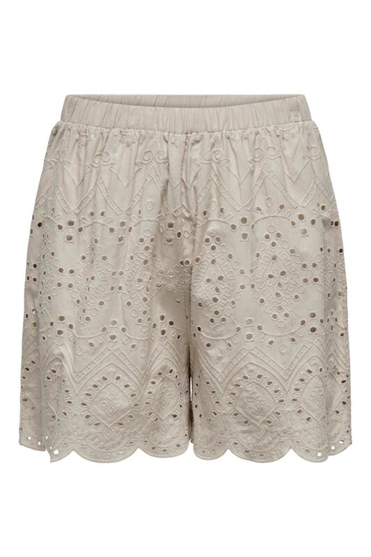 Only - ONLSABI CLEO LIFE EMB SHORTS WVN Kadın Bej Şort - 15318646