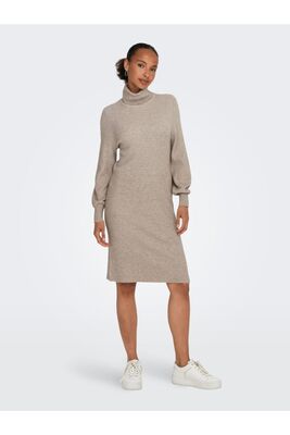 Only - ONLSASHA L/S ROLLNECK DRESS KNT NOOS Kadın Kahverengi Elbise - 15309197
