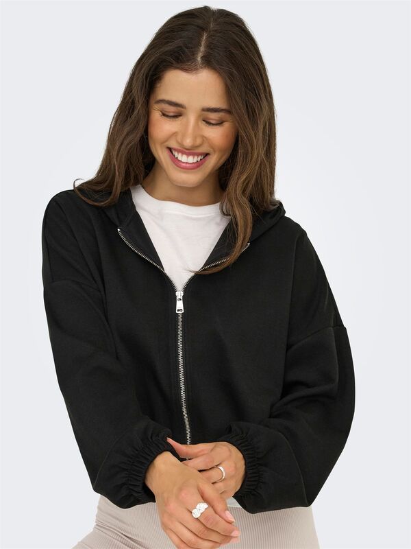 ONLSCARLETT LIFE LS ZIP HOOD SWT NOOS Kadın Siyah Sweatshirt - 15346449