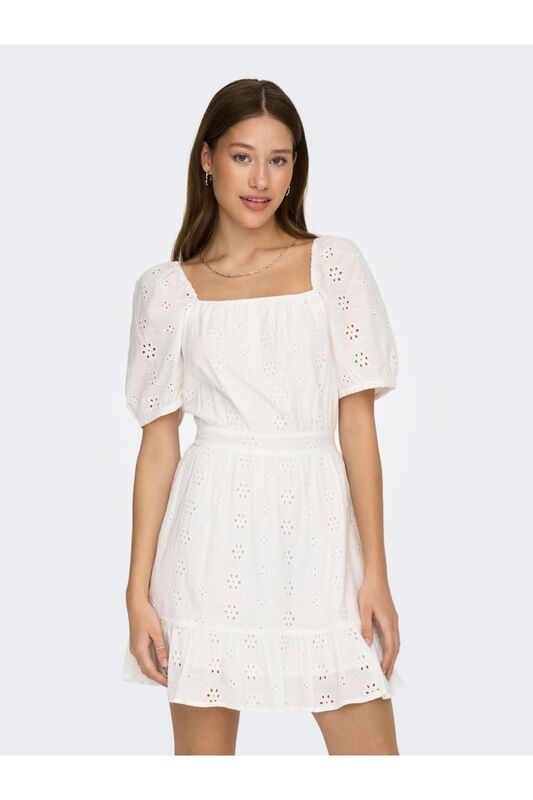 Only - ONLSHEILA SS SHORT EMB DRESS WVN Kadın Beyaz Elbise - 15296335