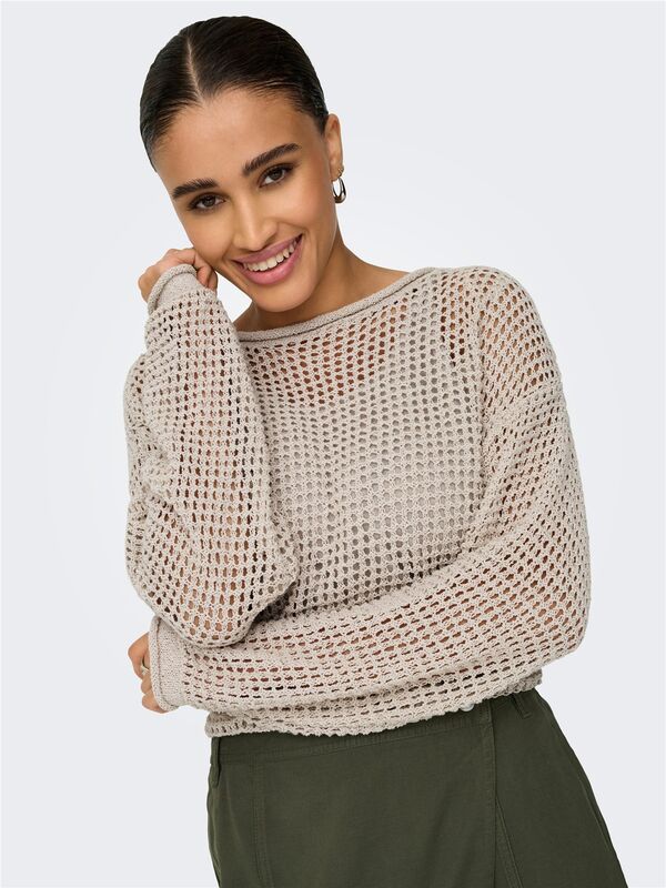 ONLSIENA LS STRUCTURE O-NECK CC KNT Kadın Gri Kazak - 15339534