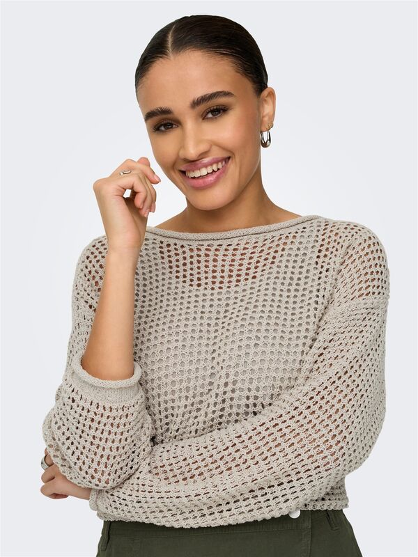 ONLSIENA LS STRUCTURE O-NECK CC KNT Kadın Gri Kazak - 15339534