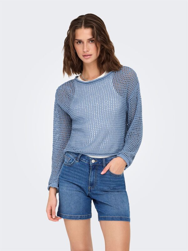 ONLSIENA LS STRUCTURE O-NECK CC KNT Kadın Mavi Kazak - 15339534