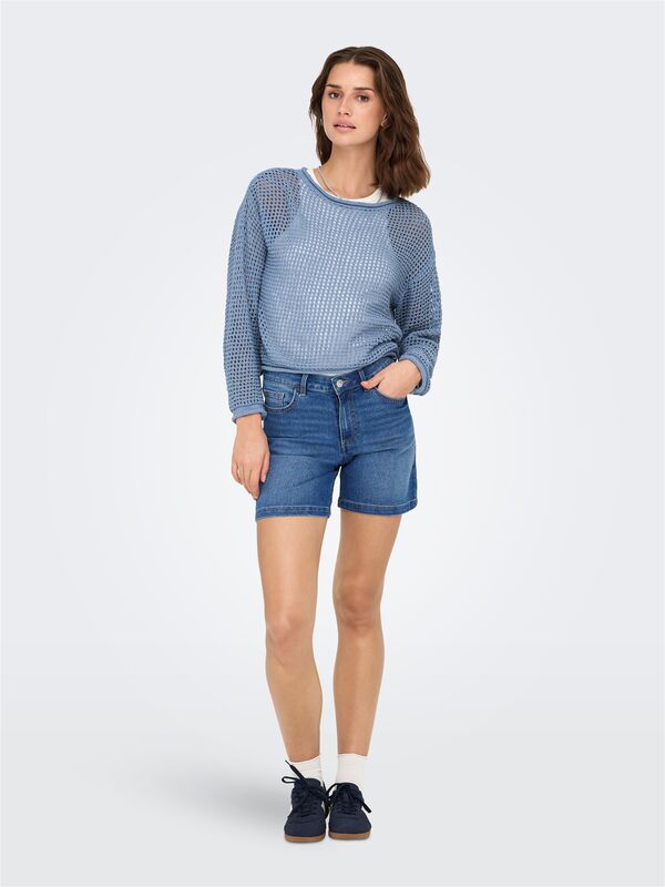 ONLSIENA LS STRUCTURE O-NECK CC KNT Kadın Mavi Kazak - 15339534