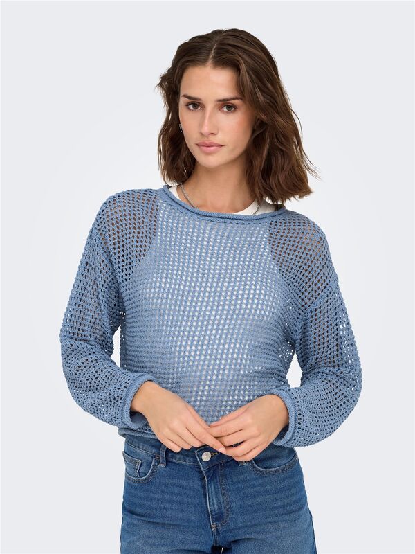 ONLSIENA LS STRUCTURE O-NECK CC KNT Kadın Mavi Kazak - 15339534