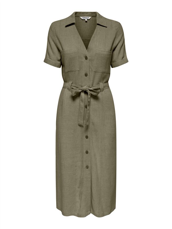 ONLSIESTA SS LIN BL SHIRT DRESS PNT NOOS Kadın Moonbeam Elbise - 15347210