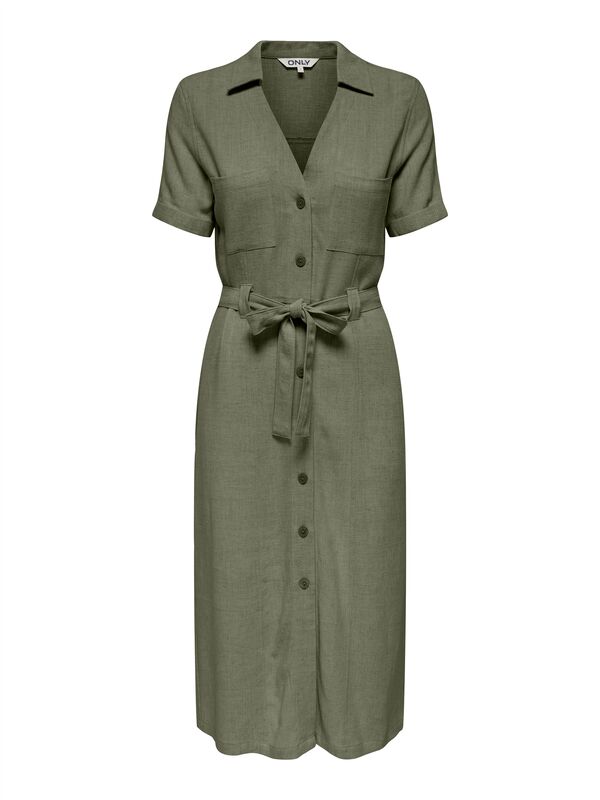 ONLSIESTA SS LIN BL SHIRT DRESS PNT NOOS Kadın Moonbeam Elbise - 15347210