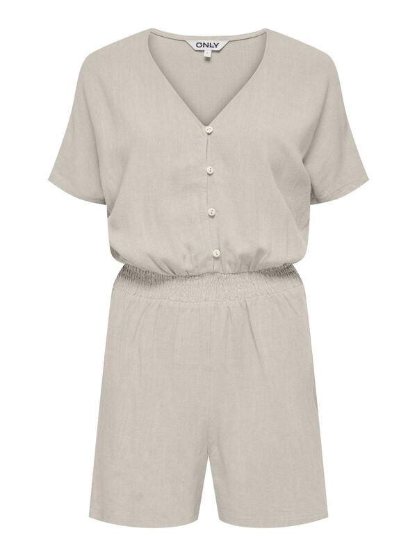 ONLSIESTA S/S LINEN BL PLAYSUIT PNT Kadın Bej Tulum - 15322849