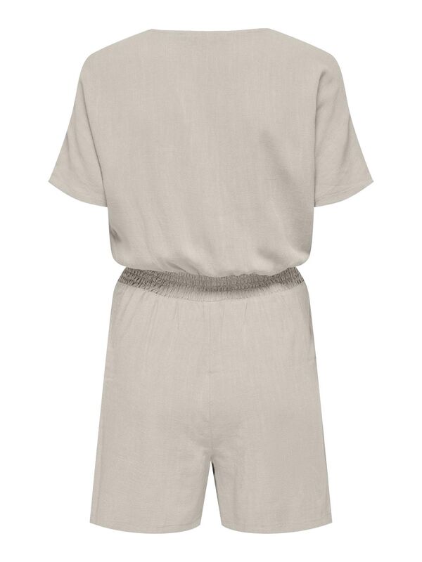 ONLSIESTA S/S LINEN BL PLAYSUIT PNT Kadın Bej Tulum - 15322849