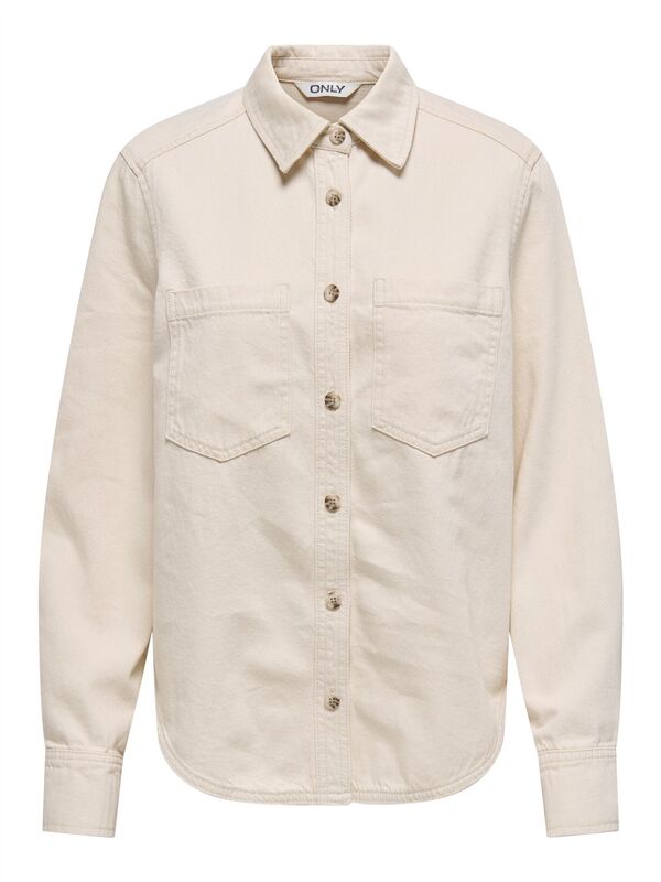 ONLSILLA L/S FITTED SHIRT CC PNT Kadın Bej Denim Gömlek - 15338783