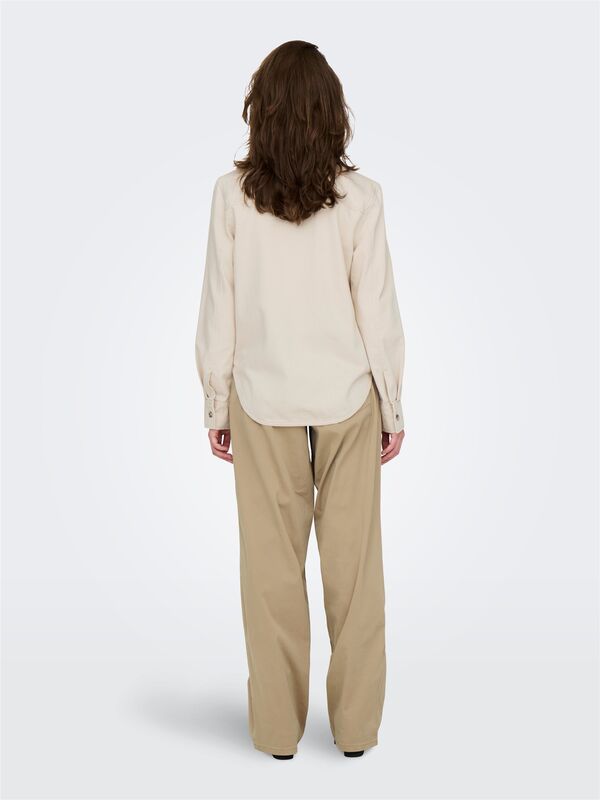 ONLSILLA L/S FITTED SHIRT CC PNT Kadın Bej Denim Gömlek - 15338783