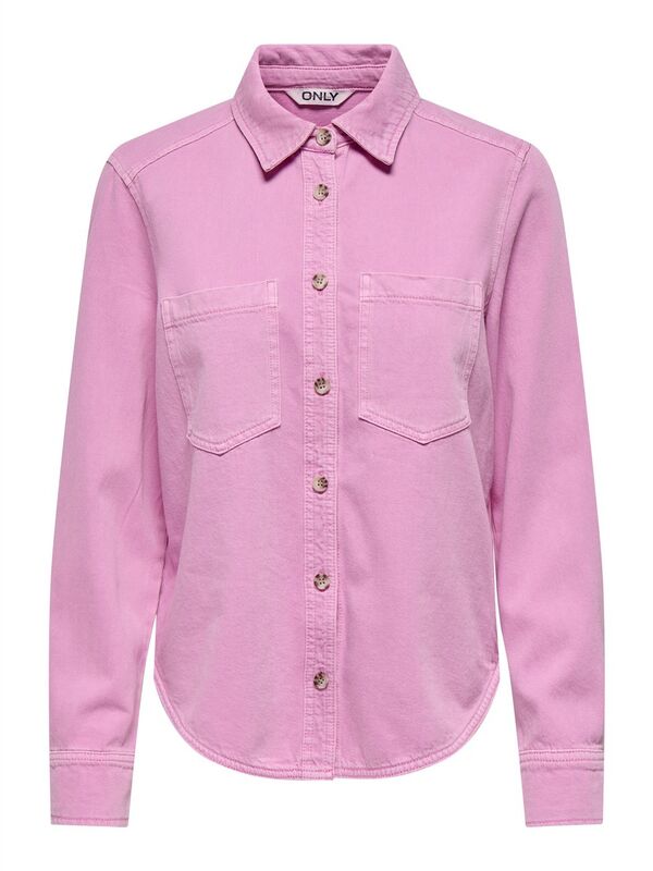 ONLSILLA L/S FITTED SHIRT CC PNT Kadın Pembe Denim Gömlek - 15338783