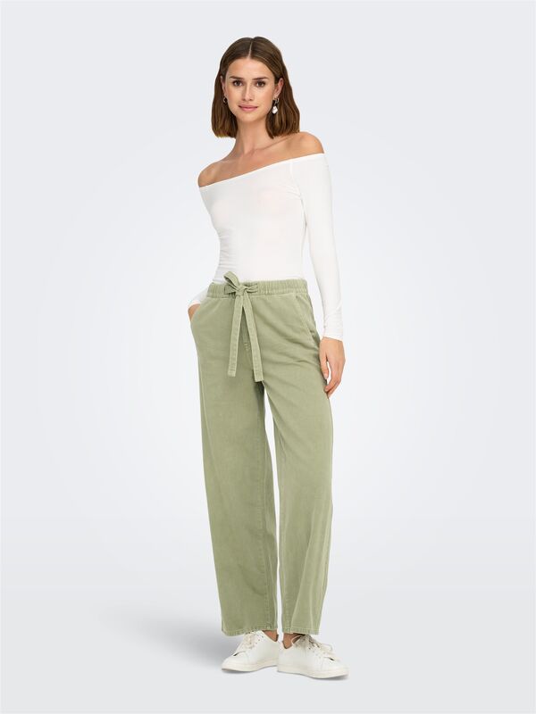 ONLSILLA MW BELT WIDE PANT PNT Kadın Yeşil Denim Pantolon - 15340711