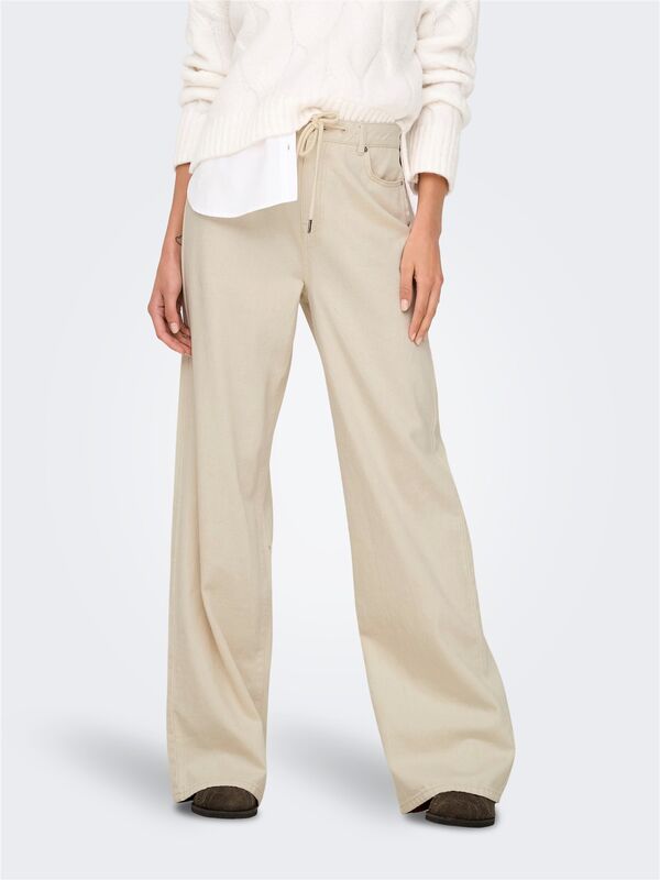 ONLSILLA MW WIDE STRING PANT CC PNT Kadın Bej Pantolon - O15328125