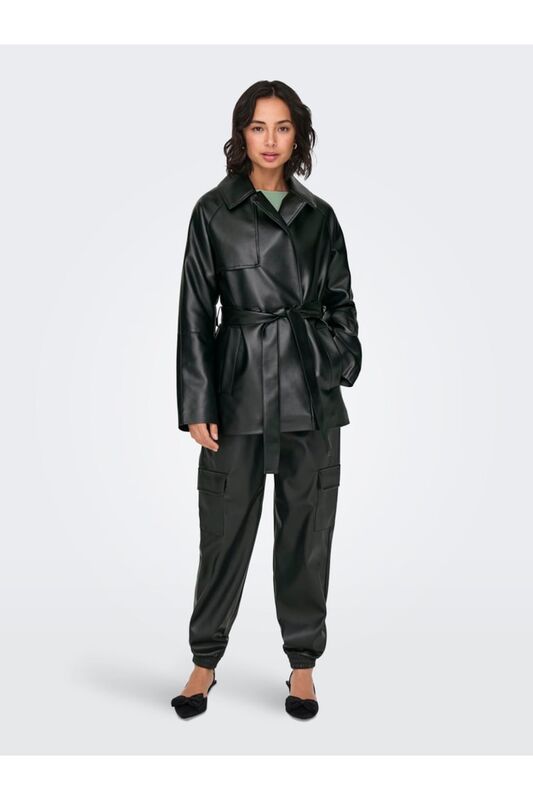 ONLSOFIA FAUX LEATH SHORT TRENCH CC OTW Kadın Siyah Mont - 15322148