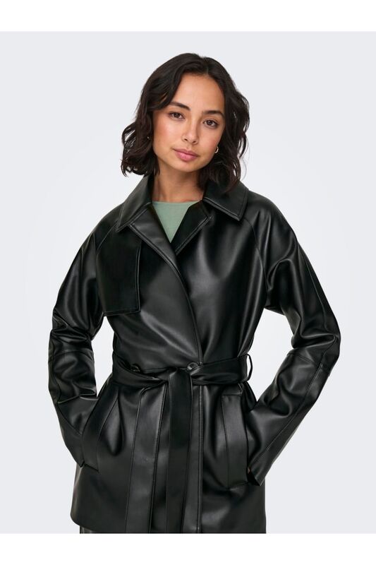 ONLSOFIA FAUX LEATH SHORT TRENCH CC OTW Kadın Siyah Mont - 15322148
