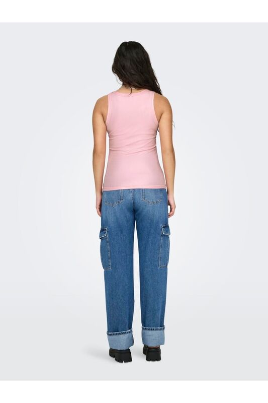 ONLSOL LIFE S/L GLITTER RIB TOP JRS Kadın Candy Pink T-Shirt - 15325270