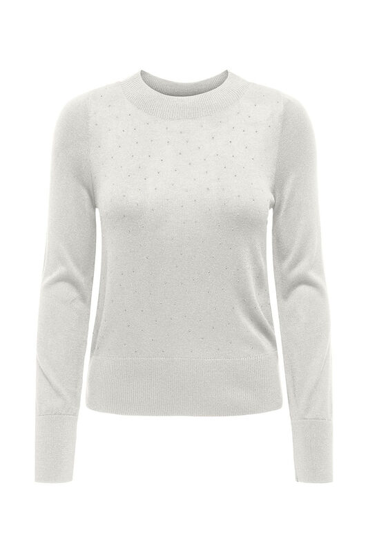 Only - ONLSOLITA LS STONE O-NECK KNT Kadın Beyaz Kazak - 15336740
