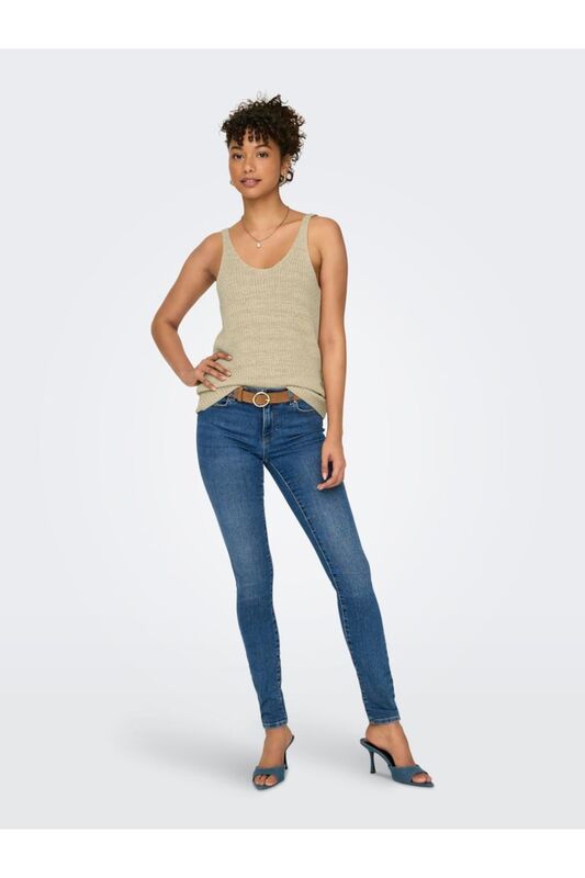 ONLSUNNY SL RIB V-NECK KNT Kadın Bej Kazak - 15321455
