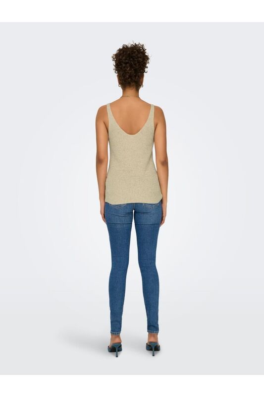 ONLSUNNY SL RIB V-NECK KNT Kadın Bej Kazak - 15321455