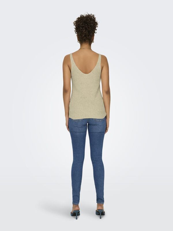 ONLSUNNY SL RIB V-NECK KNT Kadın Brown Rice Kazak - 15321455