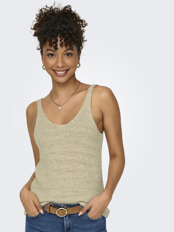 ONLSUNNY SL RIB V-NECK KNT Kadın Brown Rice Kazak - 15321455