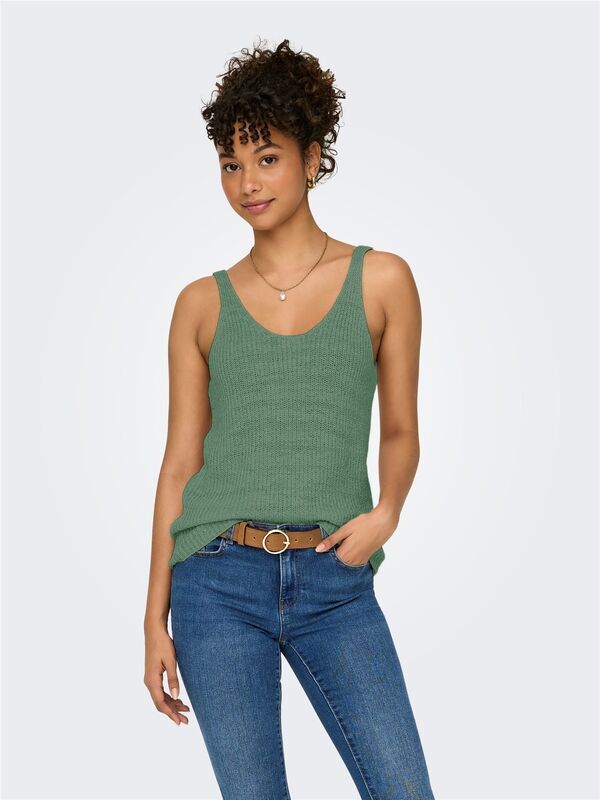 ONLSUNNY SL RIB V-NECK KNT Kadın Hedge Green WHITE Kazak - 15321455