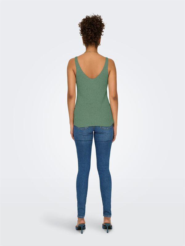 ONLSUNNY SL RIB V-NECK KNT Kadın Hedge Green WHITE Kazak - 15321455