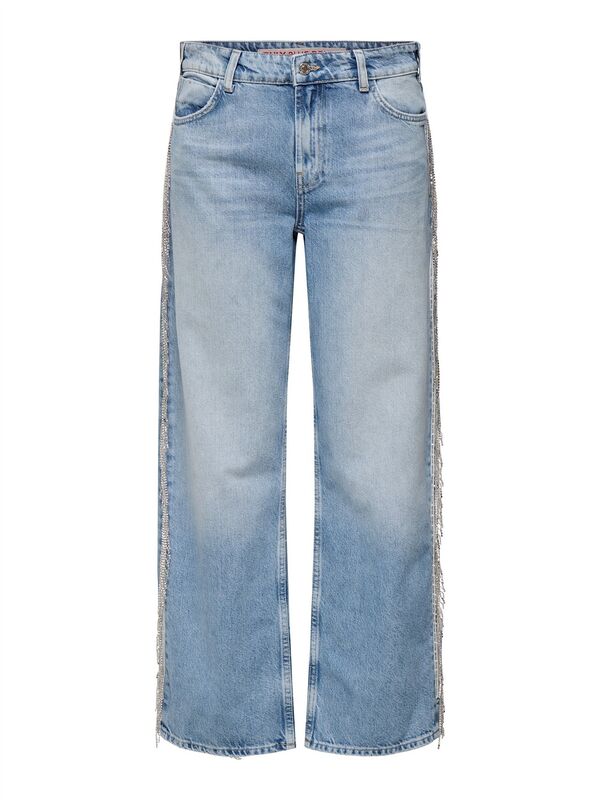 Only - ONLSUNSET COBAIN REG RHINE W RED DNM CRO Kadın Light Blue Denim Denim Pantolon - 15342633