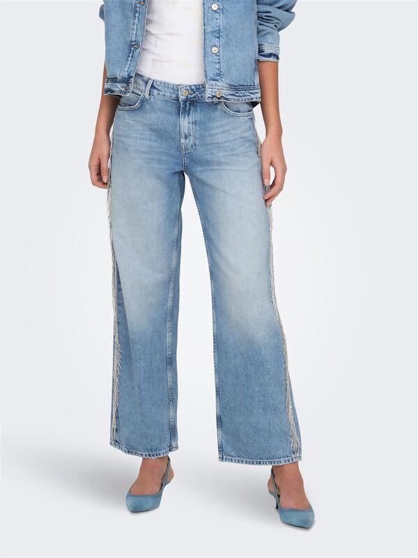 ONLSUNSET COBAIN REG RHINE W RED DNM CRO Kadın Light Blue Denim Denim Pantolon - 15342633