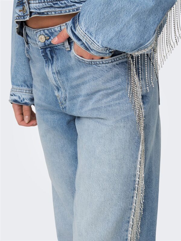 ONLSUNSET COBAIN REG RHINE W RED DNM CRO Kadın Light Blue Denim Denim Pantolon - 15342633
