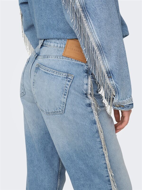 ONLSUNSET COBAIN REG RHINE W RED DNM CRO Kadın Light Blue Denim Denim Pantolon - 15342633