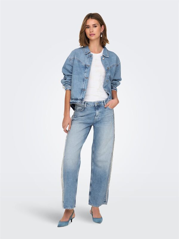 ONLSUNSET COBAIN REG RHINE W RED DNM CRO Kadın Light Blue Denim Denim Pantolon - 15342633