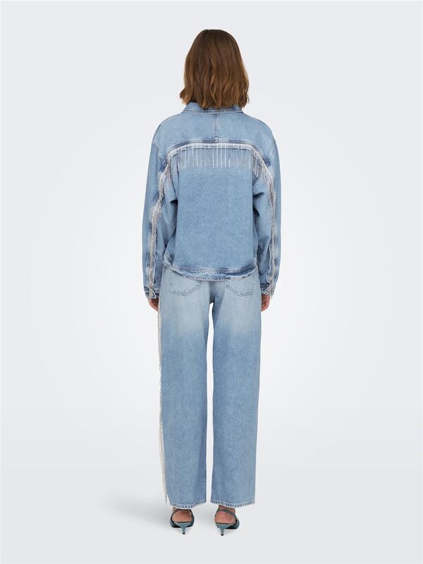ONLSUNSET LS RHINESTONE JACKET RED DNM Kadın Light Blue Denim Denim Ceket - 15342631