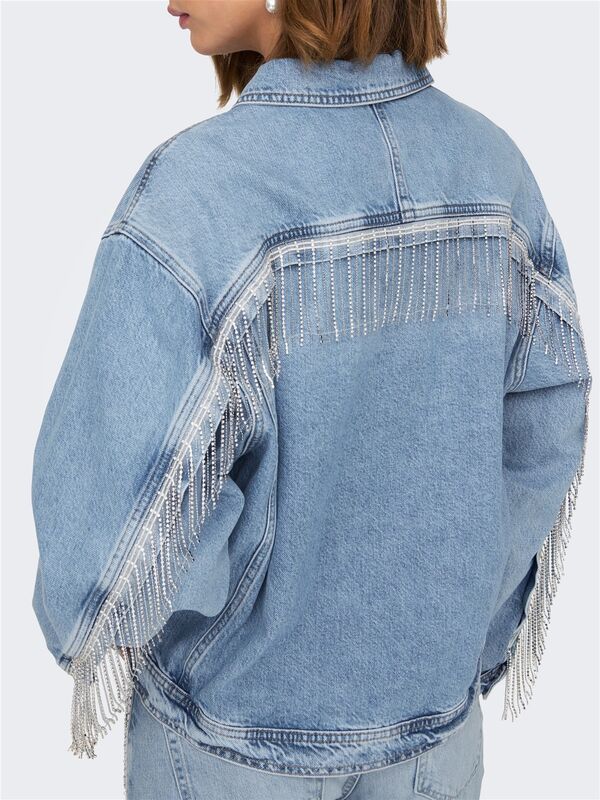 ONLSUNSET LS RHINESTONE JACKET RED DNM Kadın Light Blue Denim Denim Ceket - 15342631